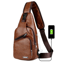2018 новые диагональные посылка мужские сумки через плечо мужская USB нагрудная сумка дизайнерская сумка-мессенджер кожаные сумки через плечо рюкзак для путешествий 2024 - купить недорого