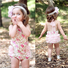 Newborn Baby Kids Girl Bodysuits Fashion Rose Flower Lace Sleeveless Jumpsuits Summer Clothes for Kids Age 0-24M 2024 - buy cheap