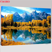 Pintura de diamante 5D Diy, punto de cruz, paisaje de Lago de montaña, bordado de diamantes de imitación cuadrado redondo completo, mosaico de paisaje natural 2024 - compra barato