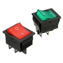 Interruptor basculante DPST, interruptor de encendido e/O de 4 pines con luz roja, verde, 15A, 250VAC, 5 uds. 2024 - compra barato