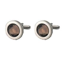 AD13 1 Pair Brown Round Rhinestone Cufflinks  Shirt Button for Men 2024 - buy cheap