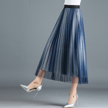 Faldas de malla para mujer primavera nueva Casual A-Line plisada faldas de verano de moda de malla larga plisada Faldas de mujer 2024 - compra barato