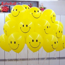 Globos de látex con cara sonriente amarilla, globo de aire de helio, decoración para fiesta de cumpleaños y boda, 12 pulgadas, 100 unids/lote 2024 - compra barato