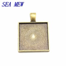 50 PCS To Fit 20mm Square Cabochon Antique Bronze/Silver Plated Vintage Metal Alloy Pendant Base Tray Settings 2024 - buy cheap