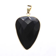 100-Unique Summer Style 1 Pcs Light Yellow Gold Color Water Drop Section Pendant Black Agates Jewelry 2024 - buy cheap