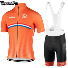 Holanda conjunto de camisa de ciclismo laranja equipe masculina manga curta roupas de ciclismo roupas de passeio roupa de bicicleta shorts com almofada em gel, 2017 2024 - compre barato