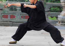 Unisex 8color linen short sleeve Wudang martial arts clothing tai chi suits children shaolin monks kung fu wushu uniforms summer 2024 - buy cheap