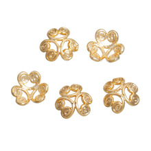 Doreenbeads contas de liga de zinco à base de ouro e prata cor filigrana tampas flor oco (tamanho das contas de encaixe: 6mm de diâmetro) 9mm x 8mm, 10 peças 2024 - compre barato