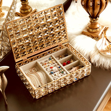 Caja de almacenamiento de joyas de cristal nórdico, organizador de maquillaje, collar, pendientes, acabado de escritorio, contenedor de joyería de Metal 2024 - compra barato