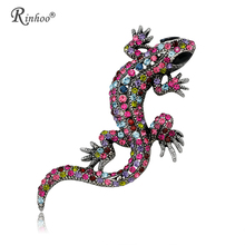 RINHOO Fashion Animal Gecko Brooch Crystal Full Rhinestone Collar Men Costume Vintage Badge Jewelry Brooch Pin for Women 2024 - buy cheap