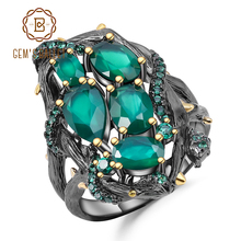 Женское кольцо GEM'S BALLET, натуральный зеленый агат, натуральный камень из серебра 925 пробы 2024 - купить недорого