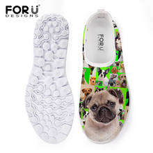FORUDESIGNS Women Casual Mesh Shoes Pud Dog Pattern Summer Lightweight Female Loafers Breathable Rubber Walking Slip on Shoes 2024 - buy cheap