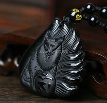 Fashion Natural Black Obsidian Carved Handwork Fox Lucky Blessing Pendant Free Amulet Necklace Fine Crystal Jewelry 2024 - buy cheap