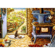 5D DIY diamante pintura puerta gatos paisaje punto de cruz mosaico cuadrado completo diamantes de imitación regalo de Navidad decoración del hogar C94 2024 - compra barato