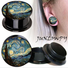 JUNLOWPY 1 pair Graffiti Logo Ear Expande Organic Acrylic Ear Tunnels Double Flared Body Piercing Ear Stretcher 1pair Ear Gauge 2024 - buy cheap