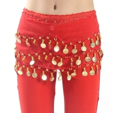 Child waist chain hip scarf kids belly dance indian dance  belt 12 colors 68 coins 2024 - buy cheap
