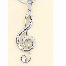 Rhodium Plated Music Note Shape Symbol Pendant Necklace Jewelry 2024 - buy cheap