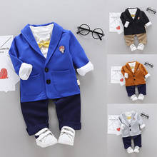 spring children's clothing set Baby boys  suits white tshirt + coat jacket+  pants trousers 3 pcs kids gentleaman suit 2024 - buy cheap