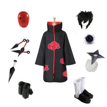 Fantasia de ninja brdwn akatsuki, uchiha obito, manto de nuvem vermelha (traje + sapatos + máscara + shuriken + anel + kunai + bolsa) 2024 - compre barato