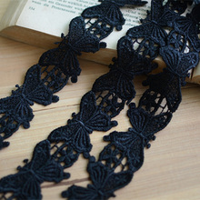 10Yards Black Lace Trim New Fashion Guipure Butterfly Pattern Applique Sewing DIY Sew On Embroidered Craft Net Trim Supplies 2024 - buy cheap