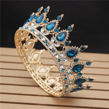 Corona de cristal de la Reina real, diadema nupcial, tocado de novia, joyería para el pelo de boda, adornos para la cabeza, desfile 2024 - compra barato