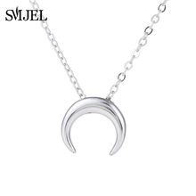 SMJEL Double Horn Necklaces anime Steampunk Films Tiny Crencent Moon Chain Necklace Women Fine Jewelry Birthday Gifts SYXL099 2024 - buy cheap