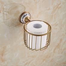 Bathroom Accessories Antique Brass Toilet Paper Holder with Porcelain Wall Mounted Bathroom Basket PH211 2024 - buy cheap