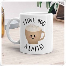 Taza divertida de café I Love You A Latte, tazas para enamorados, regalo del Día de San Valentín, 11 tazas de café de cerámica oz/taza de té, alto brillo 2024 - compra barato
