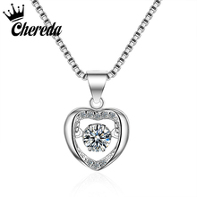 Chereda Simple Heart Necklace for Women Cute Small Pendant   Statement Jewelry New Rhinestones Charm Christmas Gift 2024 - buy cheap