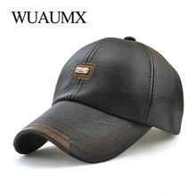 Wuaumx Brand Fall Winter PU Leather Baseball Caps For Men Dad Hat Black Bone Snapback Hip Hop Cap Adjustable Casquette gorras 2024 - buy cheap