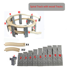 EDWONE 26PCS Plastic Spiral Tracks Train Track Wood Railway Accessories Track Bridge Piers With Fit Wooden  Biro Tracks 2024 - buy cheap