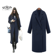 Fall Winter 2019 Women's Classic Oversize Wool Coat Femme Cashmere Maxi Long Jacket Outwear Black Manteau Slim Trench Peacoat 2024 - buy cheap