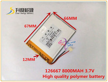 3.7V 8000mAH  126667 Polymer lithium ion / Li-ion battery for tablet pc,e-book,speaker,power bank;mp4;dvr 2024 - buy cheap