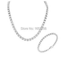 One Set  Stainless Steel Jewlery Set Square Rolo chain Necklace & Bracelet  3mm wide in women Gifts 2024 - buy cheap