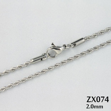 2mm diameter stainless steel necklace  twist chain steel rope chain man's lady fashion jewelry 20pcs ZX074 2024 - buy cheap