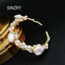 SINZRY-pulsera de alambre de perlas de agua dulce para mujer, brazalete nupcial hecho a mano, color dorado, diseño original, nuevo 2024 - compra barato