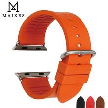 MAIKES Rubber Watchband Replacement For Sport Apple Watch Band 49mm 44mm 40mm Series SE 8 7 6 5 4 3 2 for iWatch 42mm 38mm 2024 - buy cheap