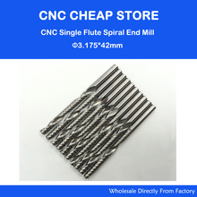 10pcs 3.175*42mm One single Flutes Carbide Mill Spiral Cutter Wood CNC Router Bits Cutting Tools CNC Machine Engraving Cutter 2024 - buy cheap