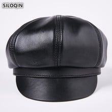 SILOQIN-boinas cálidas de piel de oveja para hombre, gorros clásicos elegantes de marca para mediana edad, Invierno 2024 - compra barato