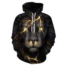 MISSKY Men Lovers Casual Long Sleeve Hoodie 3D Lion Printed Hooded Sweatshirt Pullover Tops 2024 - buy cheap