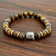 Tiger Eye Natural Stone bead Buddha Bracelets For Women and Men Buddha Lava Yoga Energy Black bracelet pulseras mujer 2024 - buy cheap