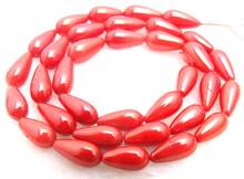 Qingmos gota 5*9mm de alta qualidade natural vermelho coral contas para fazer jóias diy colar pulseira brinco solto costa 15 "los548 2024 - compre barato