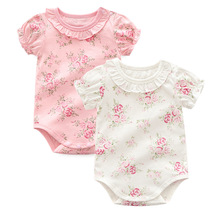 Ropa de verano para niña recién nacida, Body de flores para bebé de 1 año de cumpleaños, manga corta de algodón, Mono para bebé de 0, 3, 6 y 9 meses 2024 - compra barato