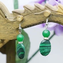 Pendientes clásicos de cuentas de malaquita para mujer y niña, aretes de color verde de alta calidad, accesorios para joyería 2024 - compra barato