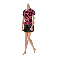 12.5cm manga curta estampa de leopardo casual vestidos artesanais para bonecas vestido estiloso de verão acessórios para bonecas 2024 - compre barato