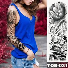 Новинка 1 шт. временная татуировка наклейка Черный Лотос цветок стильная татуировка с рукояткой боди-арт большой рукав большая поддельная Татуировка наклейка 2024 - купить недорого