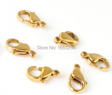 Lot of 100pcs Size 12mm yellow Gold Plated Stainless steel lobster clasps & Hooks Jewelry Finding 2024 - buy cheap