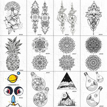 Vankirs índios pretos henna flor tatuagem temporária adesivos mandala chain braço tribal tatoos louts meninas abacaxi tatuagens falsas 2024 - compre barato