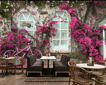 Beibehang Custom Mural Wallpaper European white windows roses background wall Photo Wall Coffee papel de parede 3d wallpaper 2024 - buy cheap