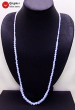 Qingmos colar longo com pedra de opala natural, feminino, com azul de 4-8mm, redondo, 33 ", nec6143, frete grátis 2024 - compre barato